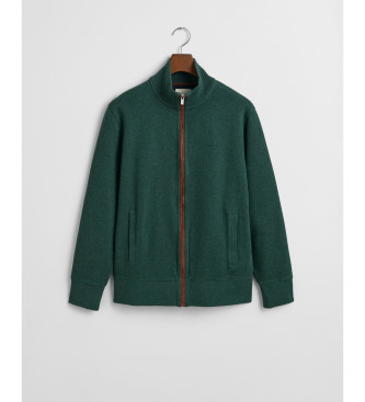 Gant Cárdigan Sacker Rib con cremallera verde