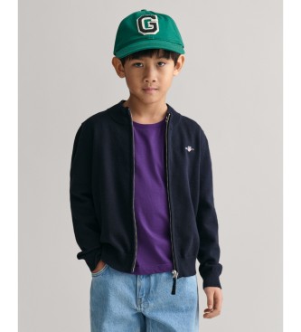 Gant Shield Kids navy bomuldscardigan med lynls