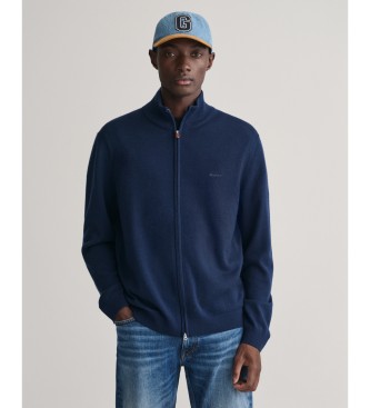 Gant Cardigan con zip in lana merino extrafine blu navy