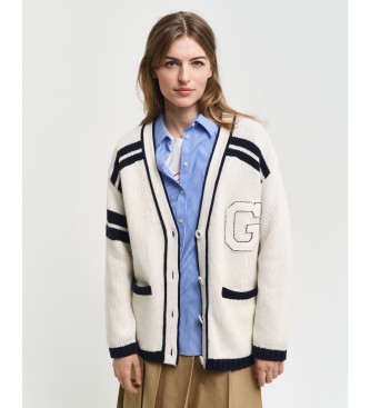 Gant Gant Varsity Cardigan med spidskrave hvid