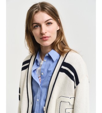 Gant Gant Varsity Cardigan med spidskrave hvid