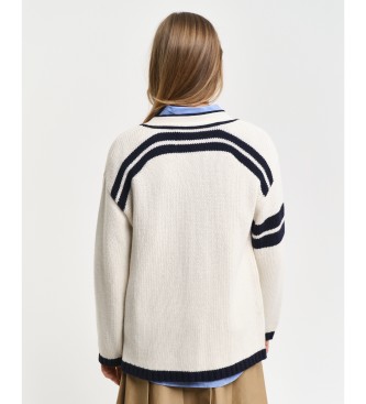 Gant Cardigan Gant Varsity con scollo a V bianco