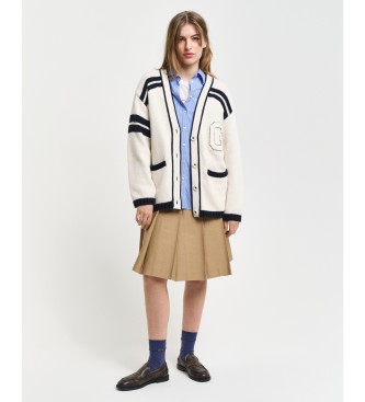 Gant Gant Varsity Cardigan med toppkrage vit