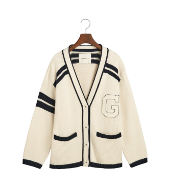 Gant Gant Varsity Cardigan  col en pointe blanc