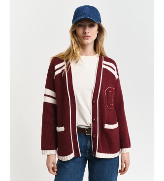 Gant Gant Varsity Cardigan med spidskrave rdbrun