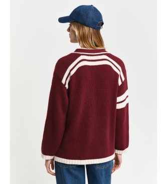 Gant Crdigan Con Cuello De Pico Gant Varsity granate