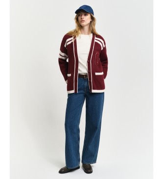 Gant Gant Varsity jopica z ovratnikom Peak Collar bordo barve