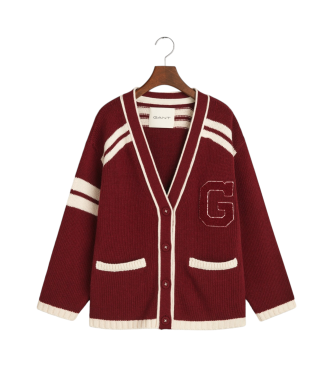 Gant Gant Varsity jopica z ovratnikom Peak Collar bordo barve