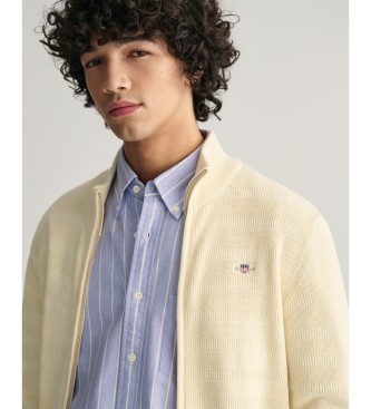 Gant Striped cardigan with zip and beige texture