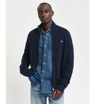 Gant Navy tekstureret bomuld tekstureret lynls cardigan