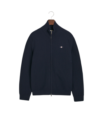 Gant Navy Textured Cotton Textured Zip Cardigan