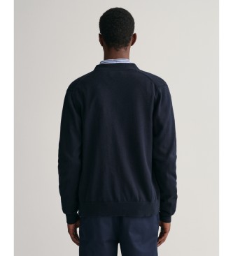 Gant Strickjacke mit V-Ausschnitt aus Baumwolle Classic navy