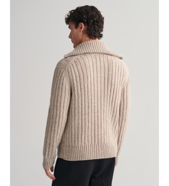 Gant Cardigan in lana con zip beige