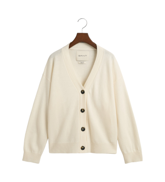 Gant Sehr feine beige Strickjacke aus Schafwolle