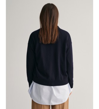 Gant Very fine navy sheep's wool cardigan