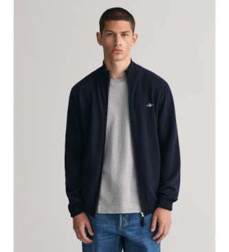 Gant Very fine sheep's wool cardigan with navy zip fastening