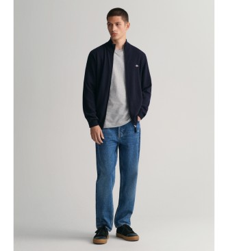 Gant Very fine sheep's wool cardigan with navy zip fastening