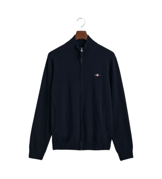 Gant Very fine sheep's wool cardigan with navy zip fastening