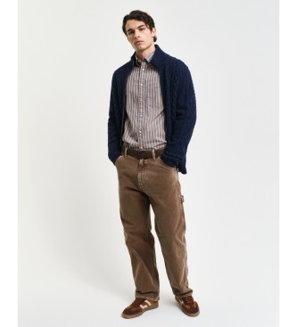 Gant Cardigan in maglia a trecce con zip blu scuro