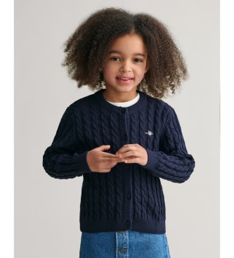 Gant Navy Shield cotton eights knitted cardigan