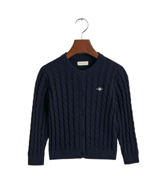 Gant Navy Shield cotton eights knitted cardigan