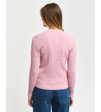 Gant Cardigan in maglia a trecce di cotone elasticizzato rosa