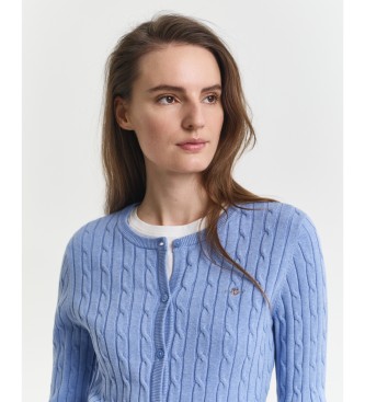 Gant Cardigan bleu en maille à mailles torsadées