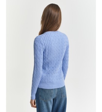 Gant Cardigan bleu en maille à mailles torsadées