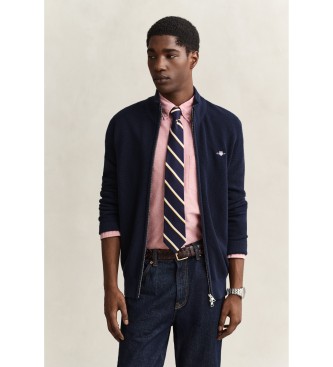 Gant Cardigan com textura em favo de mel azul-marinho