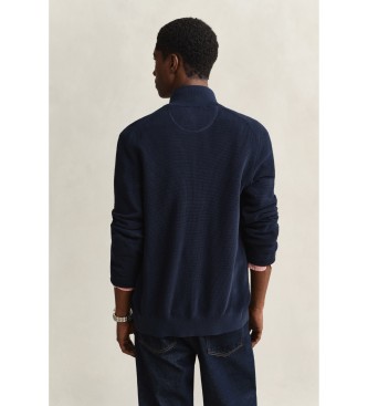 Gant Cardigan com textura em favo de mel azul-marinho