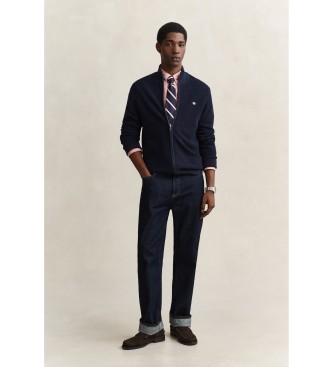 Gant Cardigan com textura em favo de mel azul-marinho