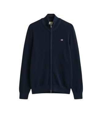 Gant Cardigan com textura em favo de mel azul-marinho