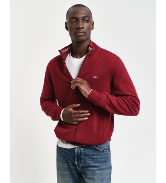 Gant Cardigan in finissima lana di pecora con cerniera bordeaux