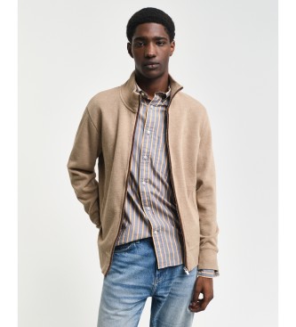 Gant Sacker Rib Zip Cardigan beige