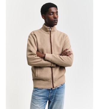 Gant Sacker Rib Zip Strickjacke beige