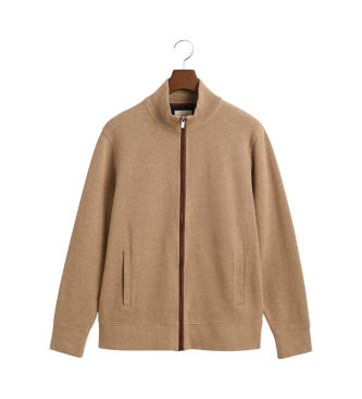 Gant Sacker Rib Zip Strickjacke beige