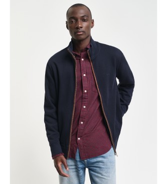 Gant Cardigan con cerniera a coste blu scuro