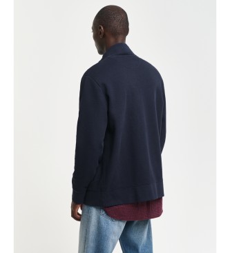 Gant Cardigan con cerniera a coste blu scuro