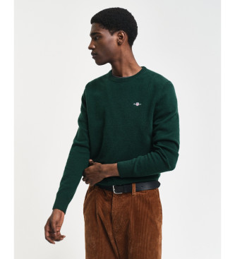 Gant Maglione Girocollo In Lambswool Extrafine Verde