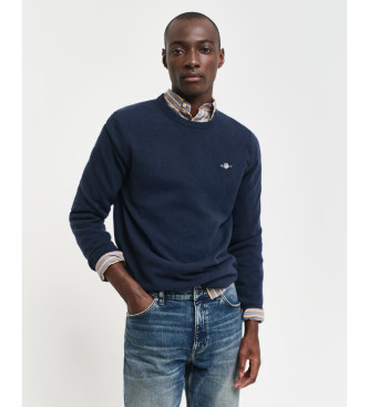 Gant Maglione girocollo in lana d'agnello extra fine blu scuro