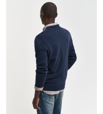 Gant Pull  col ras du cou en laine d'agneau extra fine marine