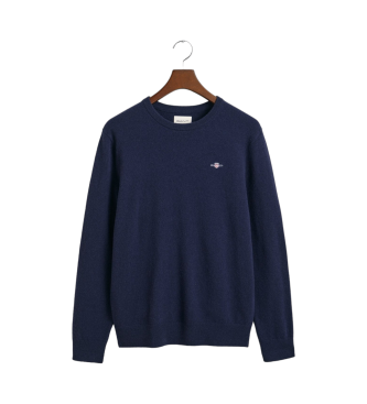 Gant Pull  col ras du cou en laine d'agneau extra fine marine