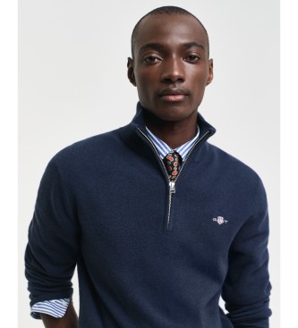 Gant Half-zip pullover in navy extra fine lambswool