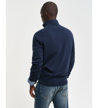 Gant Half-zip pullover in navy extra fine lambswool