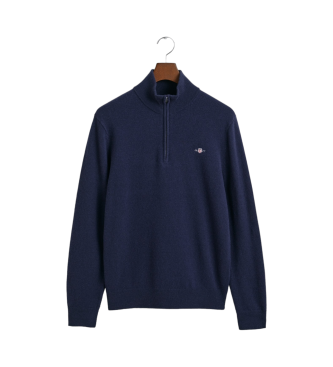 Gant Half-zip pullover in navy extra fine lambswool