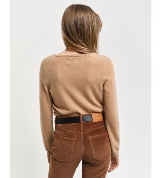 Gant Jersey con cuello en V de lana de cordero extrafina  beige