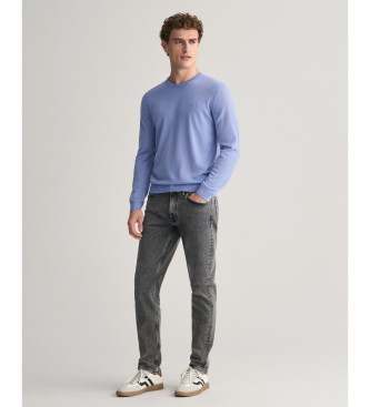 Gant Blauer Pullover aus extrafeiner Merinowolle