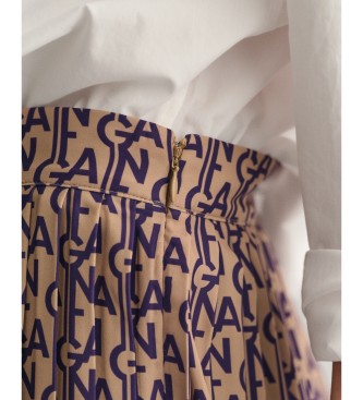 Gant Pleated skirt with beige Monogram print