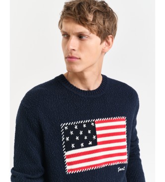 Gant Navy flag intarsia crew neck jumper