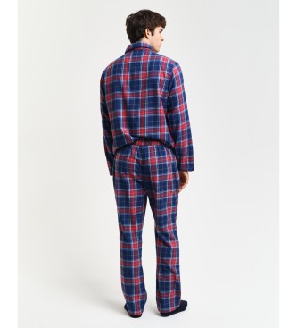 Gant Cadeauverpakking met flanellen pyjama met overhemd en broek rood, blauw